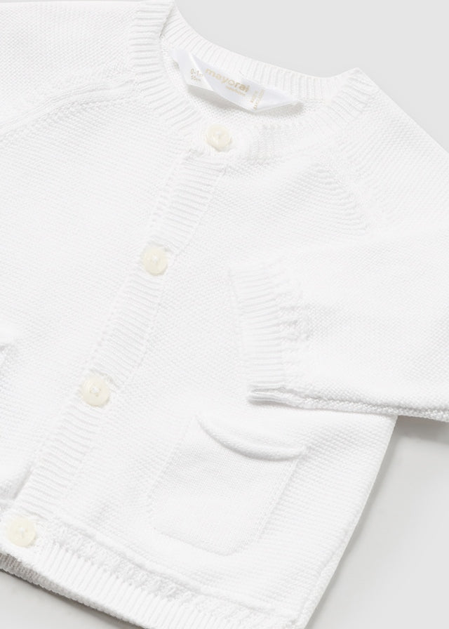 White Baby Boys Cotton Cardigan (Mayoral)