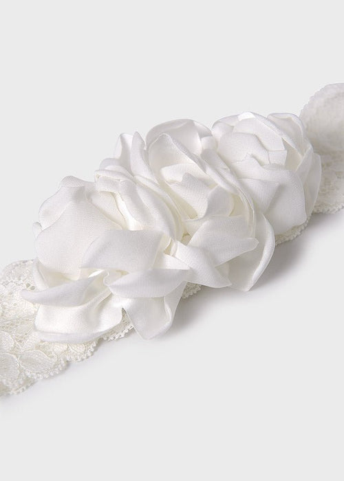 White Baby Girl Elegant Floral Headband (Abel & Lula)