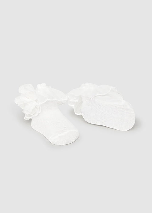 White Baby Girl Headpiece & Sock Set