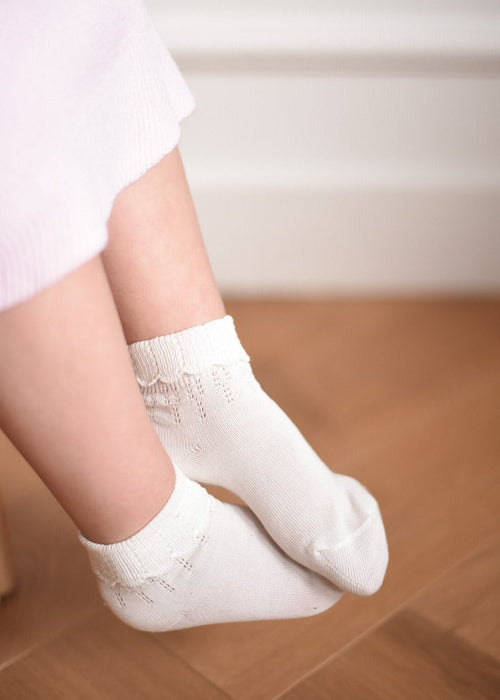 WHITE Baby Girl Openwork Ceremony Ankle Socks