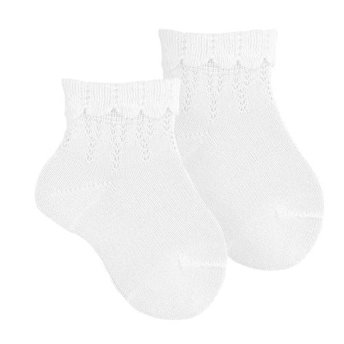 WHITE Baby Girl Openwork Ceremony Ankle Socks