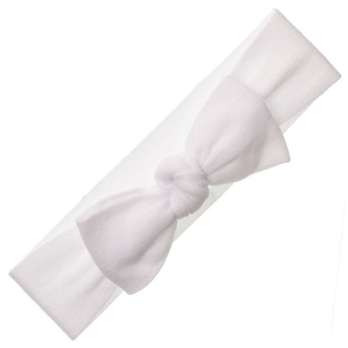 WHITE Baby Headband With Knotted Bow