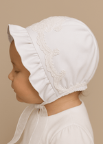 WHITE Christening Bonnet with Cotton Lining (ALICE)