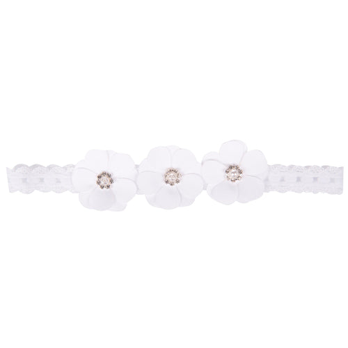 WHITE Christening Headband (Flowers)