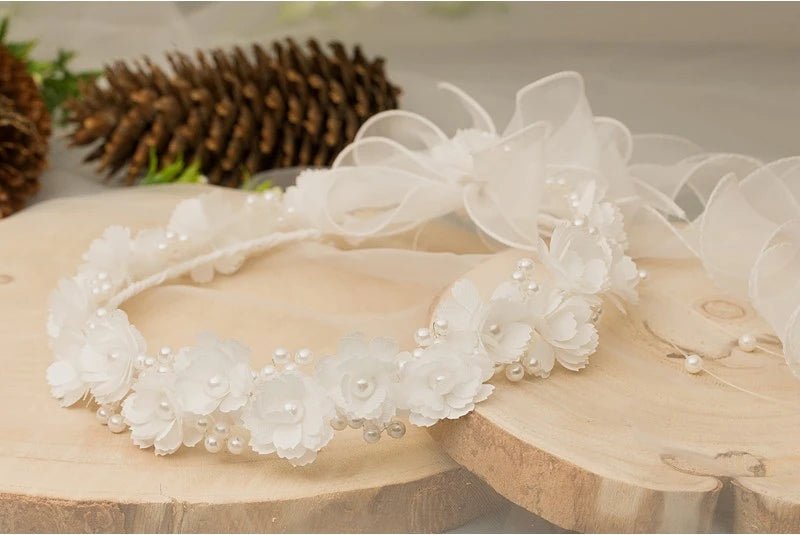 WHITE COMMUNION WREATH FLOWER CROWN HEADBAND (W-146) - CottonKids.ie - Girl - Hair Accessories -