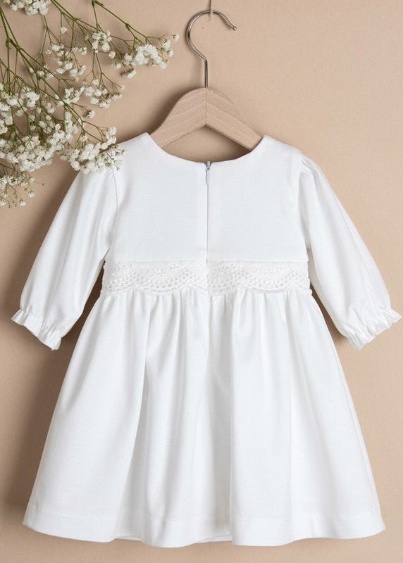 WHITE Cotton Christening Dress with Lace Detail (M15)