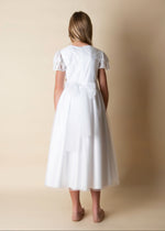 WHITE Elegant Communion Dress with Lace Frill Sleeves ( K20 )