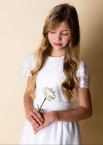 WHITE Elegant Communion Dress with Lace Frill Sleeves ( K20 )