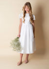 WHITE Elegant Communion Dress with Lace Frill Sleeves ( K20 )