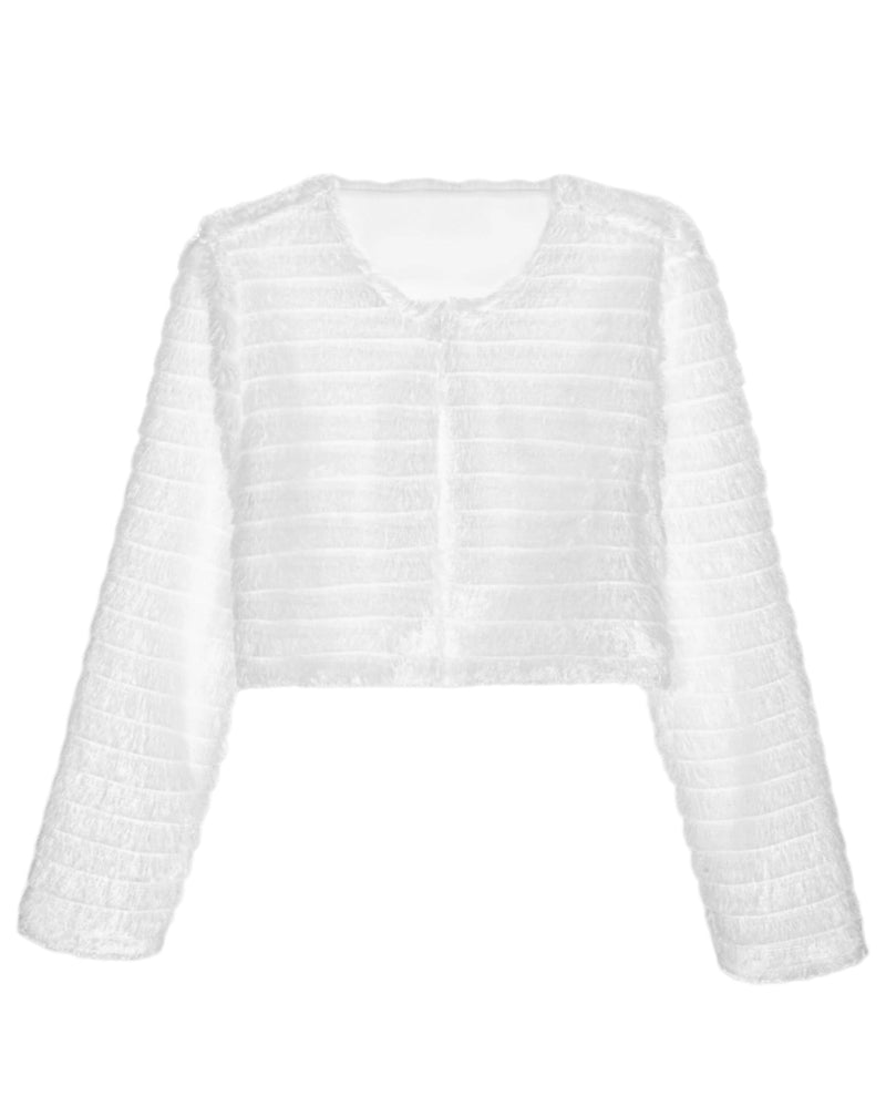 White Elegant Mink Communion Bolero