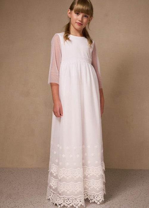 WHITE First Communion Dress with Decorative Lace ( K19 )