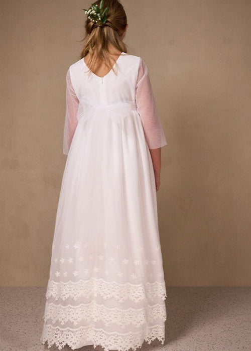 WHITE First Communion Dress with Decorative Lace ( K19 )