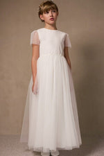 WHITE First Communion Dress with Lace Detail ( K22 )