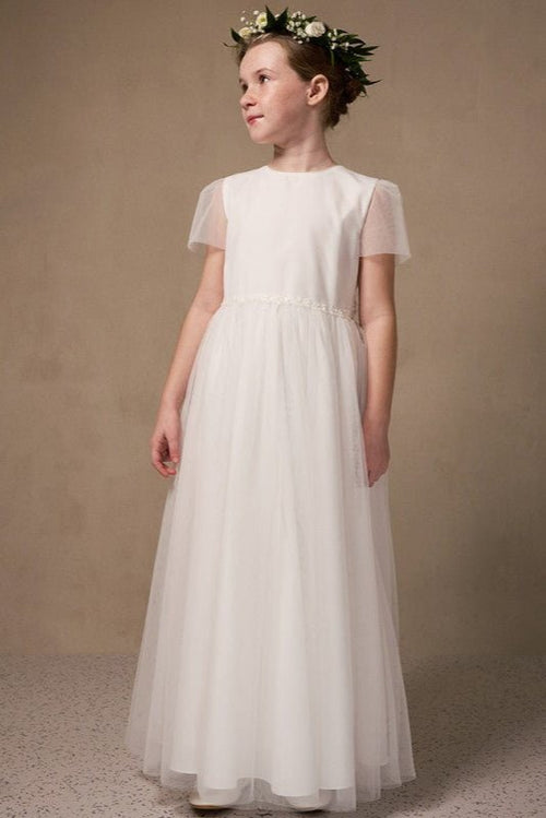 WHITE First Communion Dress with Lace Detail ( K22 )