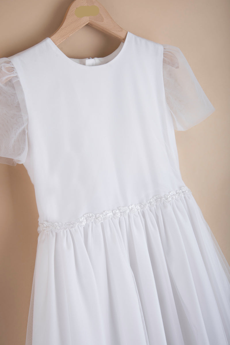 WHITE First Communion Dress with Lace Detail ( K22 )