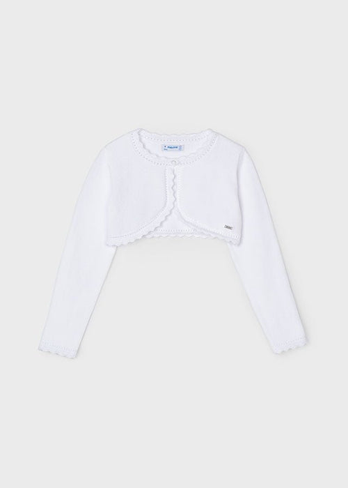 WHITE Girls Cotton Bolero Cardigan (mayoral)