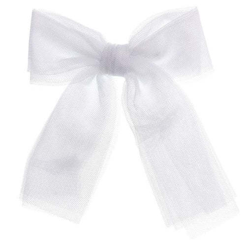 WHITE Ivory Extra - Large Tulle Bow Clip (15 x 15 cm)