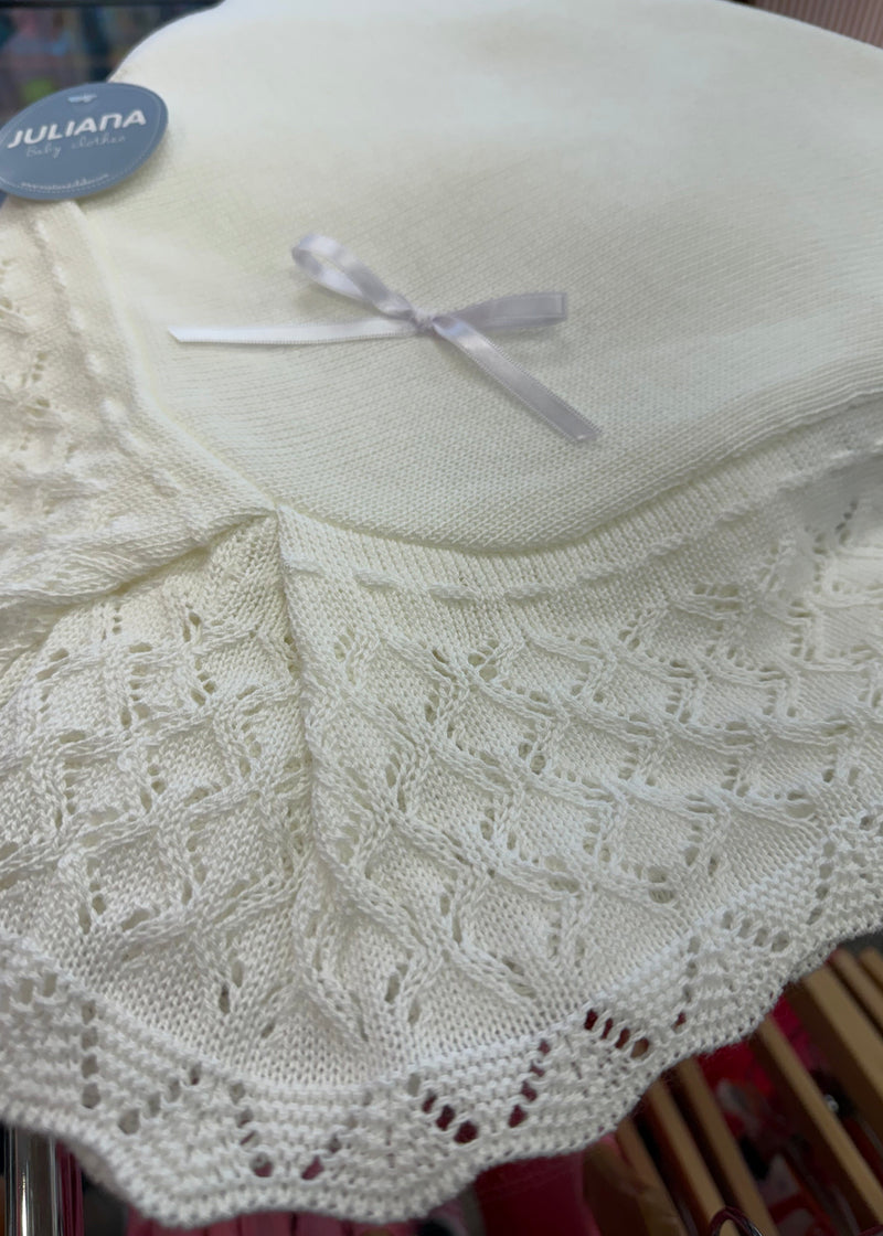 WHITE Knitted Baby Shawl With Ruffled Border – CottonKids.ie