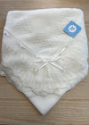 White Knitted Christening Baby Blanket Shawl