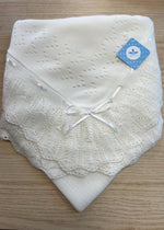 White Knitted Christening Baby Blanket Shawl