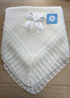 White Knitted Christening Baby Blanket Shawl