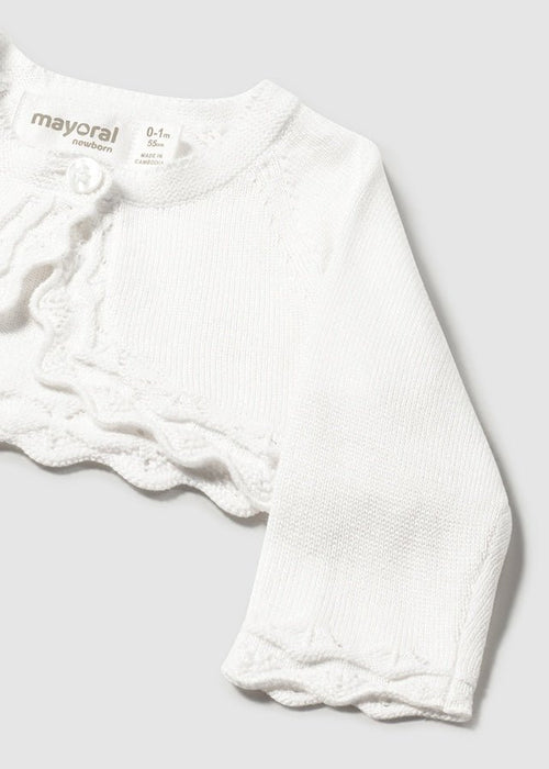 WHITE Newborn Girl Basic Knit Cardigan