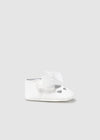 WHITE Newborn Girl Bow Mary Jane Shoes