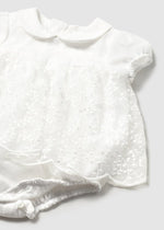 WHITE Newborn Girl Ceremony Lace Onesie