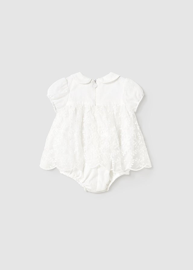 WHITE Newborn Girl Ceremony Lace Onesie