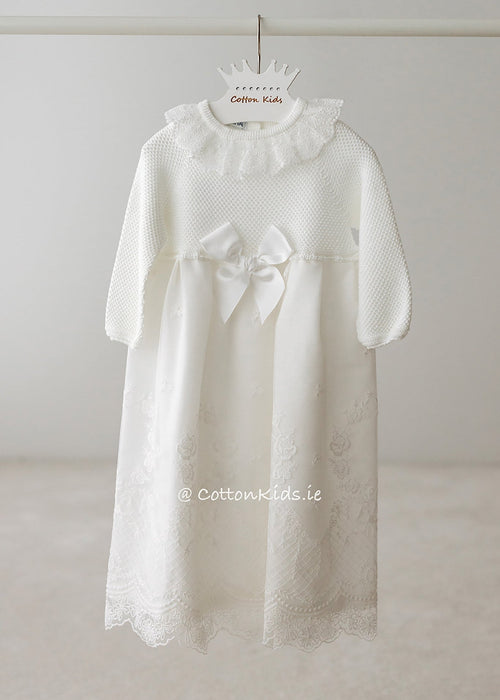 WHITE Newborn Girl Lace Ceremony Gown with Bonnet