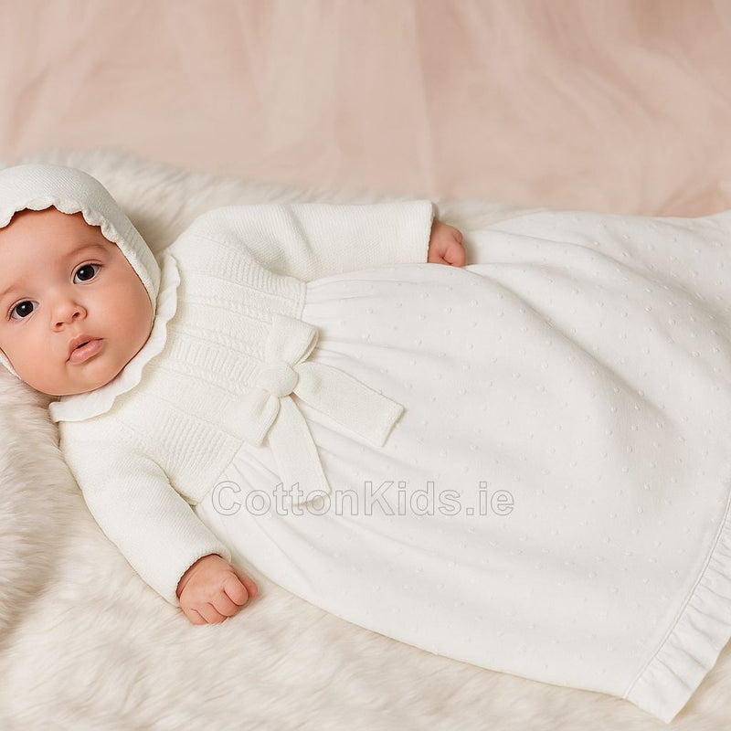 WHITE Newborn Girl Plumeti Ceremony Gown