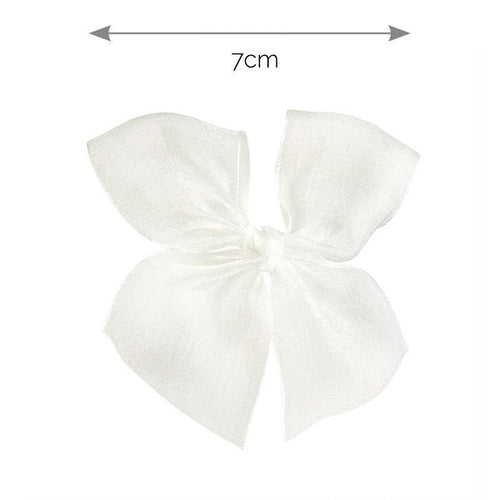 WHITE Organza Bow Hair Clip