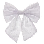 WHITE Plumeti Cotton Bow with Duckbill Clip - Large