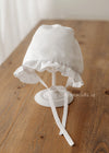WHITE Satin Bonnet with Frill (GLORIA) (M3)