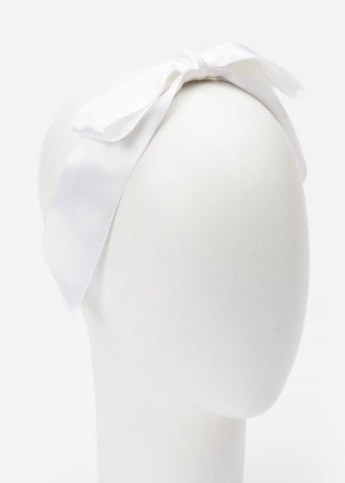 WHITE Satin Bow Headband