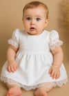 WHITE Satin Christening Dress with Lace (M3)