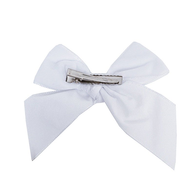 WHITE Velvet Hair Clip With Bow (10cm) (Condor)