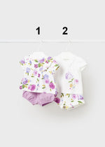 2 Piece Baby Girl Flower Purple Short Set Summer (sold separately)(mayoral) - CottonKids.ie - 1-2 month - 12 month - 18 month