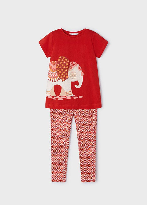2 Piece Elephant Red Girls Leggings TShirt Set (mayoral) - CottonKids.ie - 2 year - 3 year - 4 year