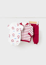 3 Pcs Baby Boy Strypes Red Tracksuit Set (mayoral) - CottonKids.ie - 1-2 month - 12 month - 18 month