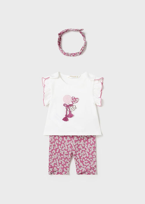 3 Piece Baby Girl Capri Leggings w/ Headband Set (mayoral) - CottonKids.ie - 1-2 month - 3 month - 6 month