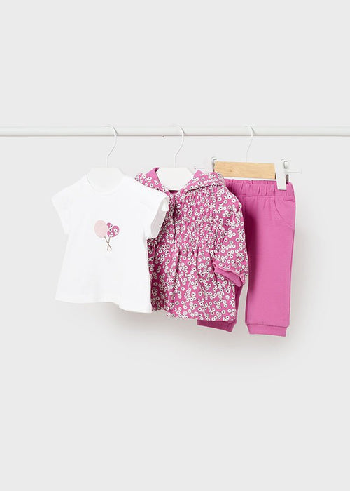 3 Piece Baby Girl Pink Tracksuit Set (mayoral) - CottonKids.ie - 1-2 month - 12 month - 3 month