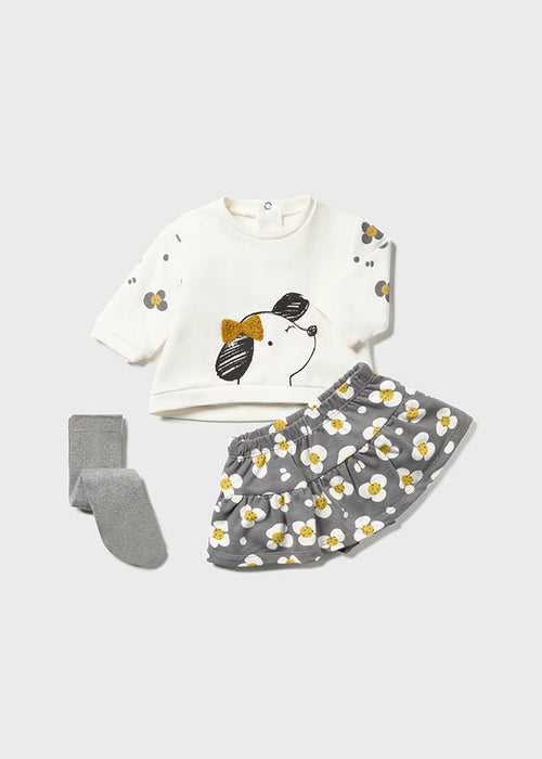3 Piece Baby Girl Skirt Jumper Tights Outfit Set (mayoral) - CottonKids.ie - 1-2 month - 18 month - 3 month