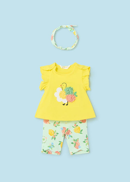 3 Piece Baby Girl Yellow Capri Leggings w/ Headband Set (mayoral) - CottonKids.ie - 12 month - 18 month - 3 month