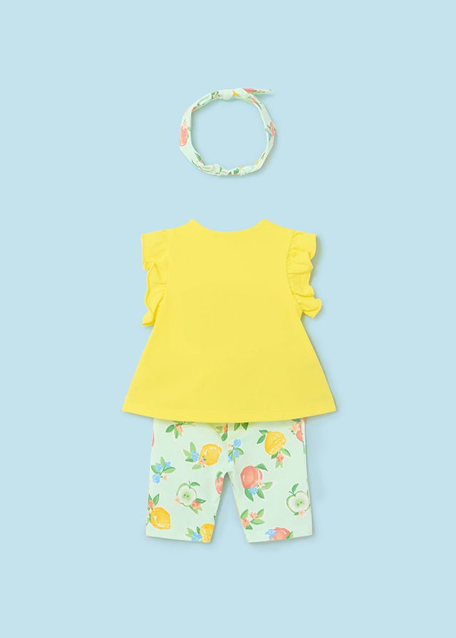 3 Piece Baby Girl Yellow Capri Leggings w/ Headband Set (mayoral) - CottonKids.ie - 12 month - 18 month - 3 month
