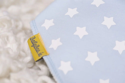 BABY BLUE WITH WHITE STARS ORGANIC COTTON DRIBBLEBOO BANDANA BIB - CottonKids.ie - Bib - BabyBoo - Bibs -