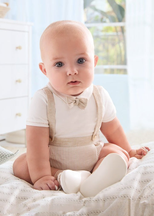 Baby Boy Beige Occasion Romper w/Suspender Christening (mayoral) - CottonKids.ie - 1-2 month - 12 month - 18 month