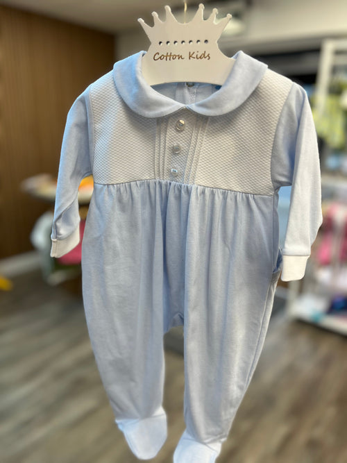 Baby Boy Blue Collar Babygrow (Sardon) - CottonKids.ie - 0-1 month - 1-2 month - 3 month