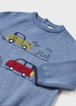 Baby Boy Blue Sweater Jumper With Car Print (mayoral) - CottonKids.ie - 12 month - 18 month - 2 year