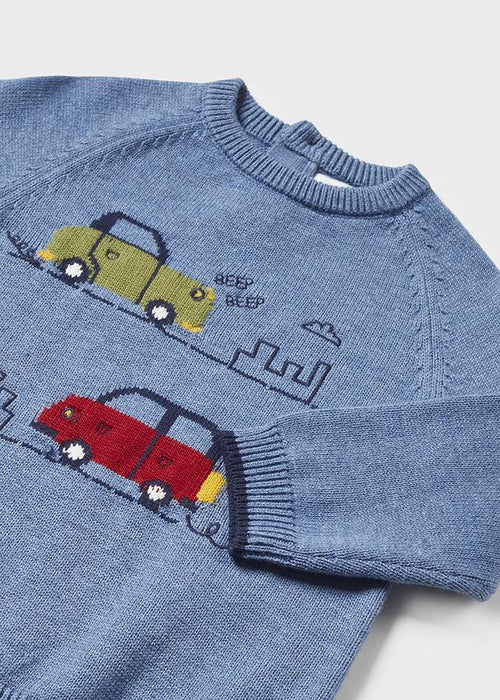 Baby Boy Blue Sweater Jumper With Car Print (mayoral) - CottonKids.ie - 12 month - 18 month - 2 year